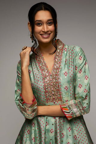 Gopi Vaid-Mint Green Kurta And Dhoti-INDIASPOPUP.COM