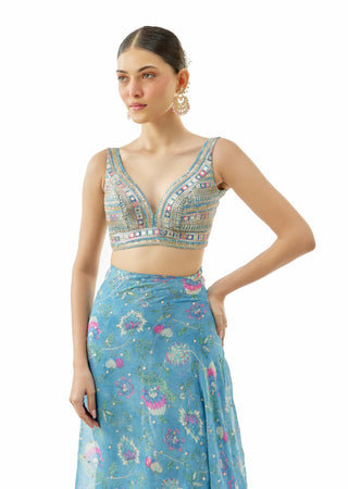 Blue akshata sari and blouse