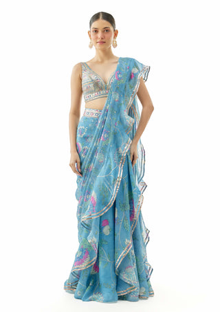 Blue akshata sari and blouse