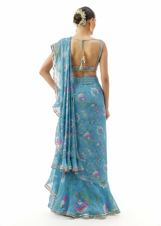 Blue akshata sari and blouse