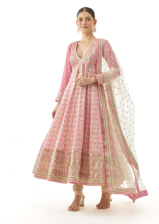 Pink prisha anarkali set
