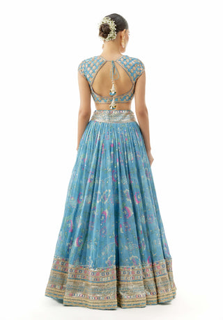 Blue zil lehenga set