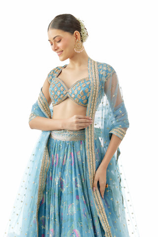 Blue zil lehenga set