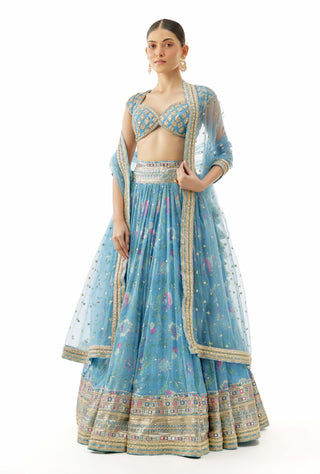 Blue zil lehenga set