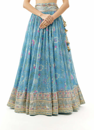 Blue zil lehenga set