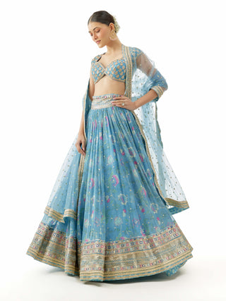 Blue zil lehenga set