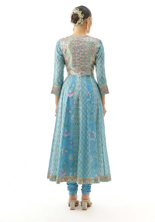 Blue reyna anarkali set