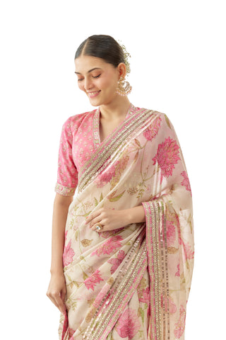 Ivory aavika sari set