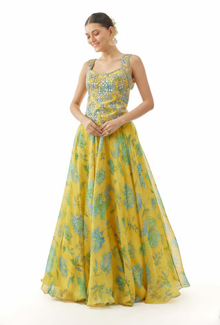 Yellow zaira lehenga set