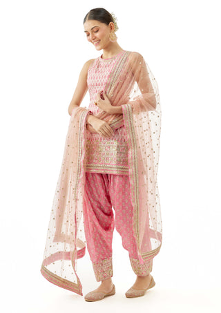 Pink nandini kurta and farshi salwar set