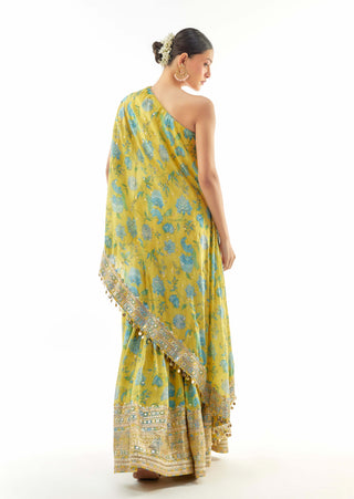 Yellow sumedha one shoulder and sharara