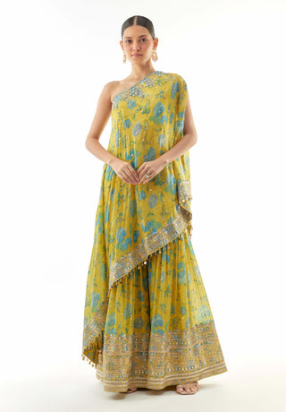 Yellow sumedha one shoulder and sharara
