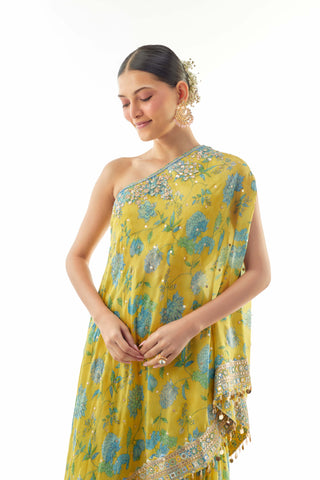 Yellow sumedha one shoulder and sharara