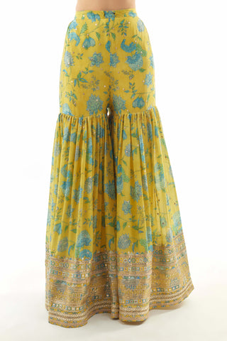 Yellow sumedha one shoulder and sharara