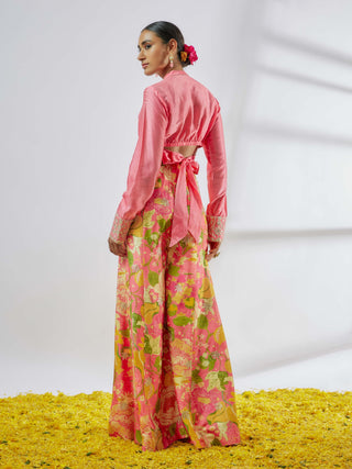 Palomi Pink Top And Flared Pants by Gopi Vaid available on Indiaspopup