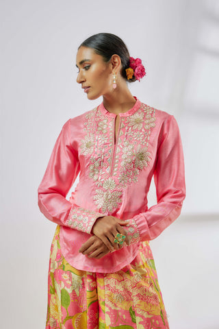 Palomi Pink Top And Flared Pants by Gopi Vaid available on Indiaspopup