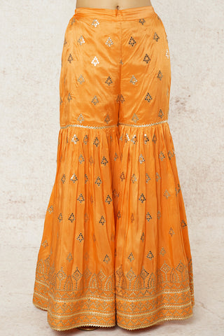 Gopi Vaid-Rakhi Orange Kurta And Sharara Set-INDIASPOPUP.COM