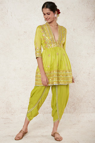 Gopi Vaid-Punam Green Peplum And Dhoti-INDIASPOPUP.COM