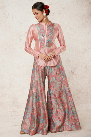 Gopi Vaid-Zeel Pink Shirt And Flared Pant-INDIASPOPUP.COM