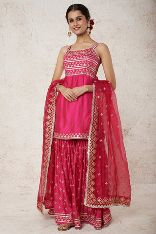Gopi Vaid-Aarva Rani Pink Kurta Sharara Set-INDIASPOPUP.COM
