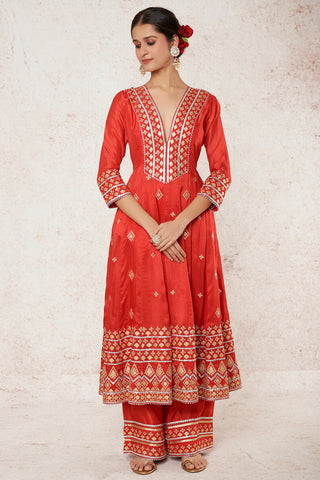 Gopi Vaid-Aashni Red Kurta And Palazzo-INDIASPOPUP.COM