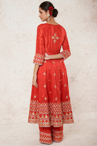 Gopi Vaid-Aashni Red Kurta And Palazzo-INDIASPOPUP.COM