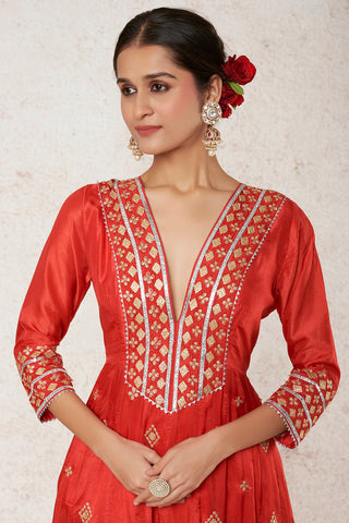 Gopi Vaid-Aashni Red Kurta And Palazzo-INDIASPOPUP.COM