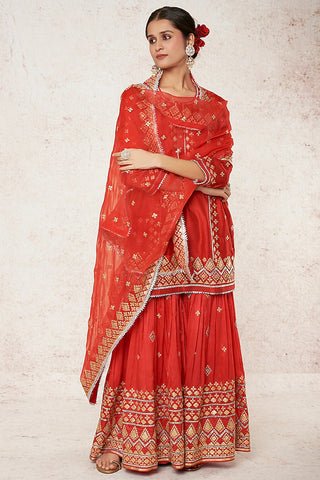 Gopi Vaid-Shiddat Red Sharara Set-INDIASPOPUP.COM