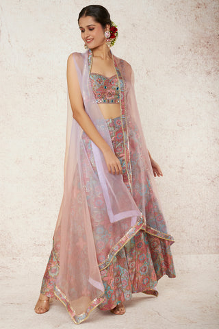 Gopi Vaid-Sukoon Pink Palazzo And Cape Set-INDIASPOPUP.COM