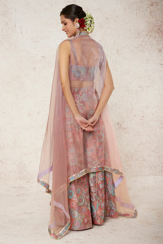 Gopi Vaid-Sukoon Pink Palazzo And Cape Set-INDIASPOPUP.COM