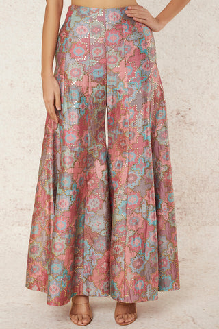Gopi Vaid-Sukoon Pink Palazzo And Cape Set-INDIASPOPUP.COM