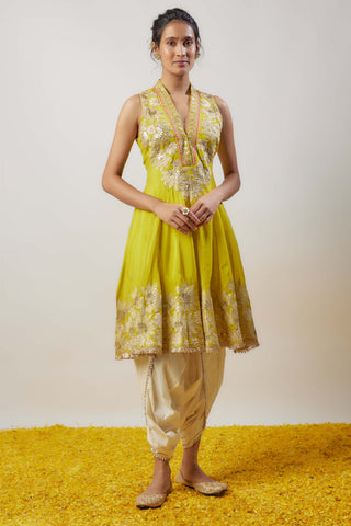 Neeti Yellow Kurta And Dhoti by Gopi Vaid available on Indiaspopup