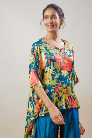 Alyssa Blue Top And Palazzo Pants by Gopi Vaid available on Indiaspopup