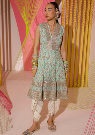 Gopi Vaid-Mint Green Nusrat Dhoti And Kurta-INDIASPOPUP.COM