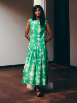Sago Palm Green Long Dress by Studio Rigu available on Indiaspopup.com