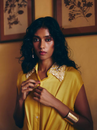 Pinacolada Yellow Blue Knot Dress by Studio Rigu available on Indiaspopup.com