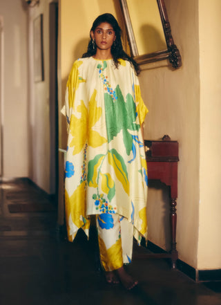 Yellow Rose Kimono Kurta And Pants by Studio Rigu available on Indiaspopup.com