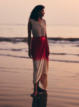 Copacabanna Beige Blouse And Skirt by Studio Rigu available on Indiaspopup.com