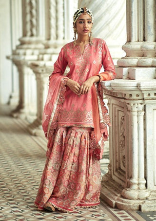 Gopi Vaid-Hazel Coral Sharara Set-INDIASPOPUP.COM