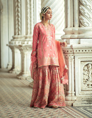 Gopi Vaid-Hazel Coral Sharara Set-INDIASPOPUP.COM
