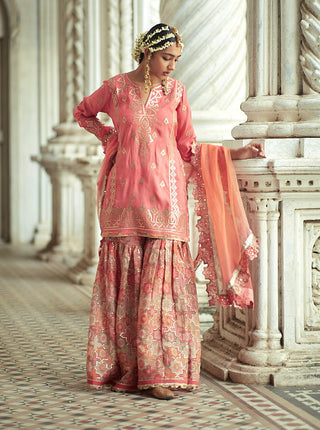 Gopi Vaid-Hazel Coral Sharara Set-INDIASPOPUP.COM