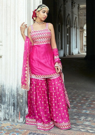 Gopi Vaid-Aarva Rani Pink Kurta Sharara Set-INDIASPOPUP.COM