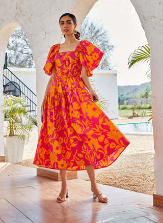 House Of Fett-Daphnis Orange Maxi Dress-INDIASPOPUP.COM