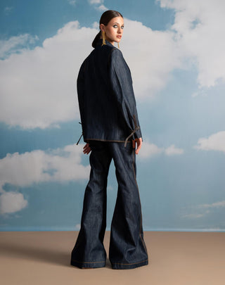 Indigo Hemp Denim Pantsuit Set by Nikita Mhaisalkar available on Indiaspopup.com