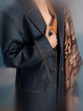 Indigo Hemp Denim Pantsuit Set by Nikita Mhaisalkar available on Indiaspopup.com