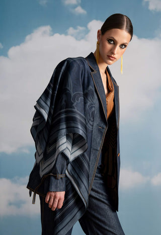 Indigo Hemp Denim Pantsuit Set by Nikita Mhaisalkar available on Indiaspopup.com