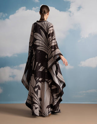 Chocolate Swirl Print Front Open Kaftan by Nikita Mhaisalkar available on Indiaspopup.com