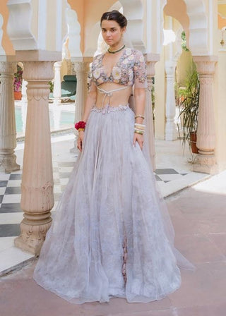 Lilac Organza Skirt Set by The Little Black Bow available on Indiaspopup