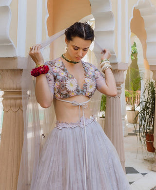 Lilac Organza Skirt Set by The Little Black Bow available on Indiaspopup