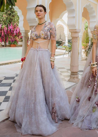 Lilac Organza Skirt Set by The Little Black Bow available on Indiaspopup